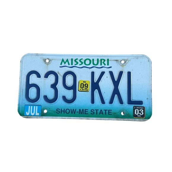 Missouri License Plate Show-Me State Dec 2003 2009 Sticker Blue Automobile Tags - Picture 3 of 5